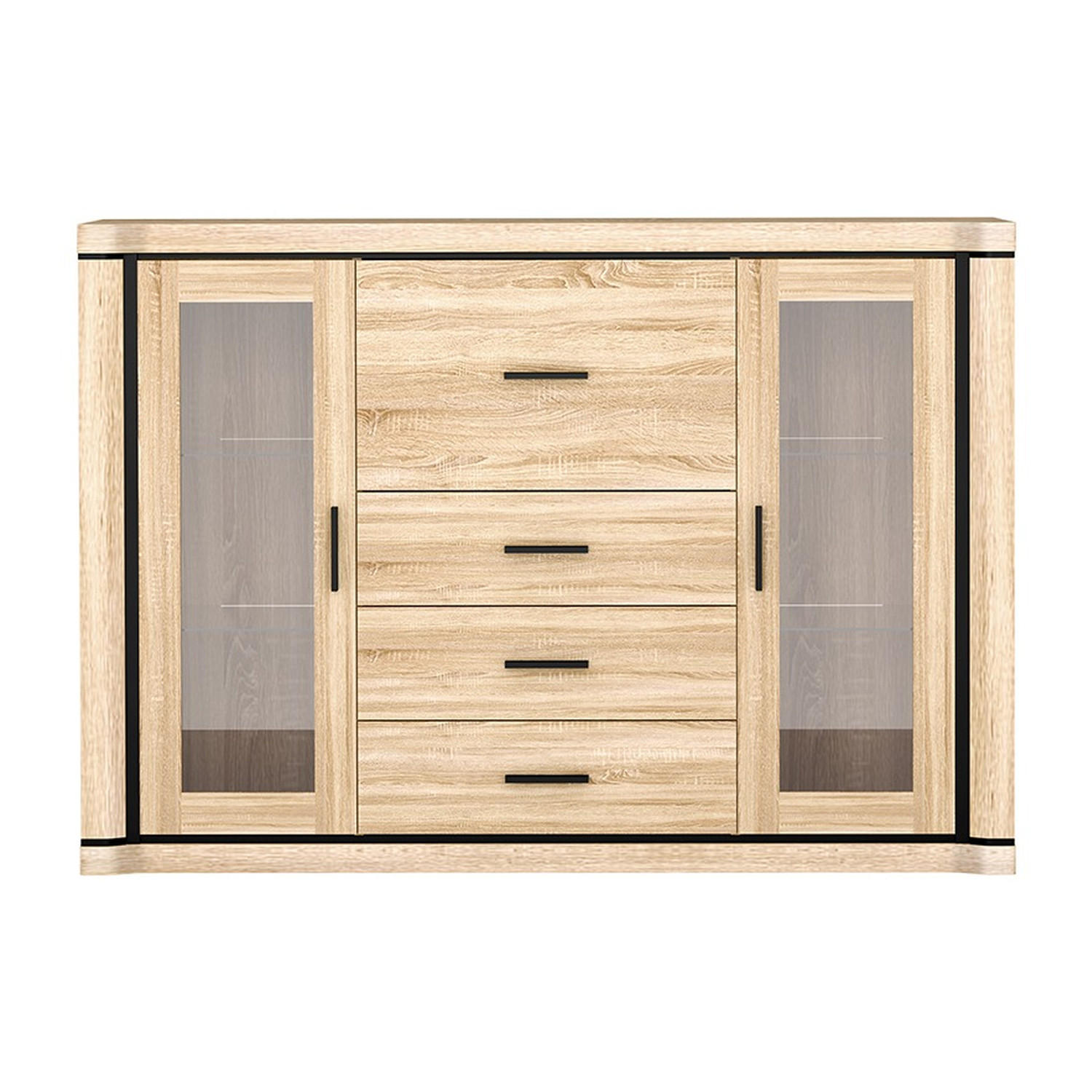 HIGHBOARD Dallas D-7 157 x 111 x 45 cm Eiche Sonoma - Sonoma Eiche, Glas/Holzwerkstoff (157/111/45cm) - Koseto