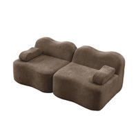 2-SITZER sofa rahmenlos mit Wellenform, tiefer Sitzfläche und flexiblem Hocker, Braun - Braun, Textil (192/70/98cm) - Redom
