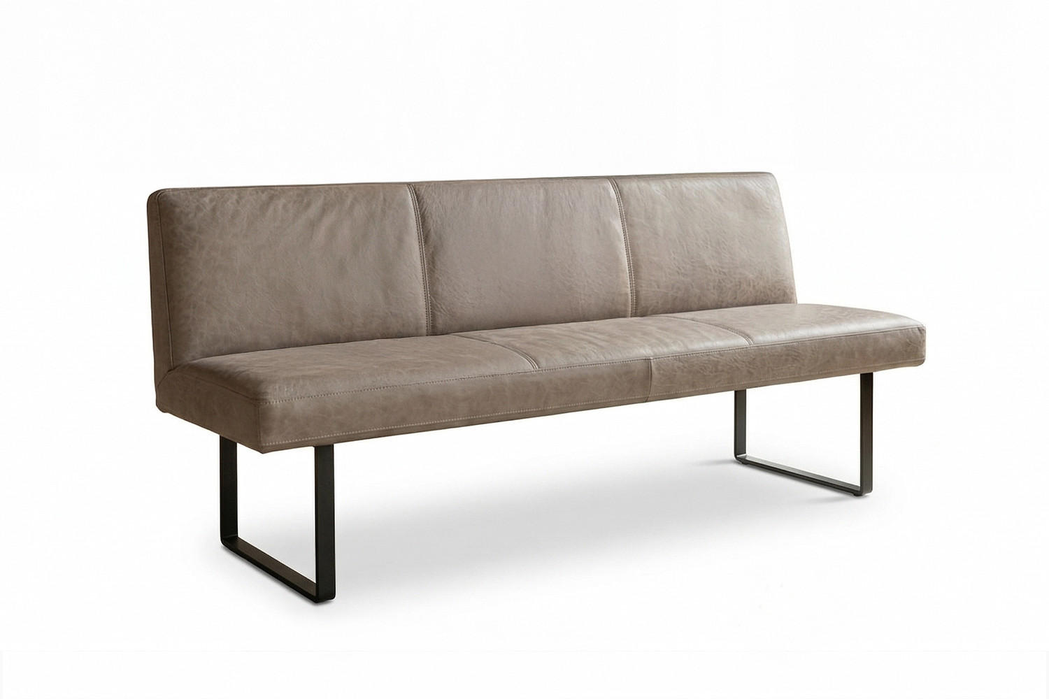 ESSZIMMERBANK ELEEN Grau Leder - Grau, Leder (203/85/69cm) - KAWOLA