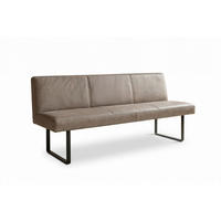ESSZIMMERBANK ELEEN Grau Leder - Grau, Leder (203/85/69cm) - KAWOLA