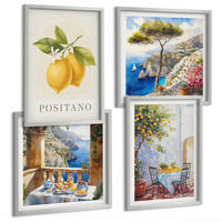 BILDER SET 4er Set - 50x50 cm & 40x60 cm Silberner Rahmen - Ansichten der Zitronenarchitektur von Positano - Silberfarben, Kunststoff (50/50cm) - TULUP
