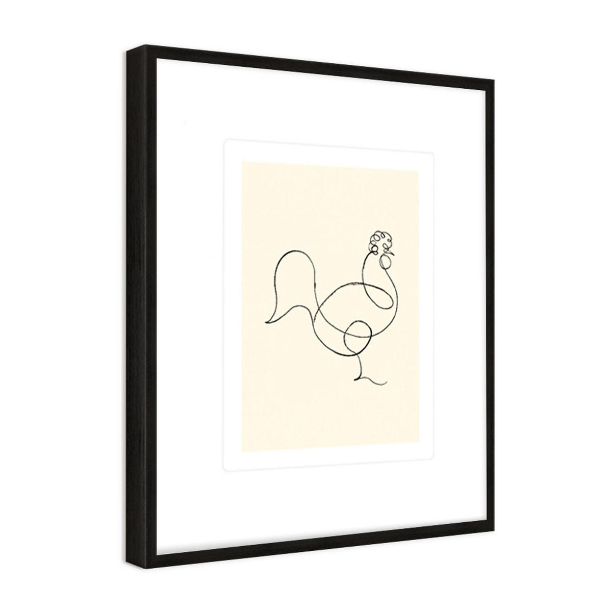 BILD gerahmt 53x63 cm Pablo Picasso „Der Hahn“ - Weiß, Holz (53/63cm) - artissimo