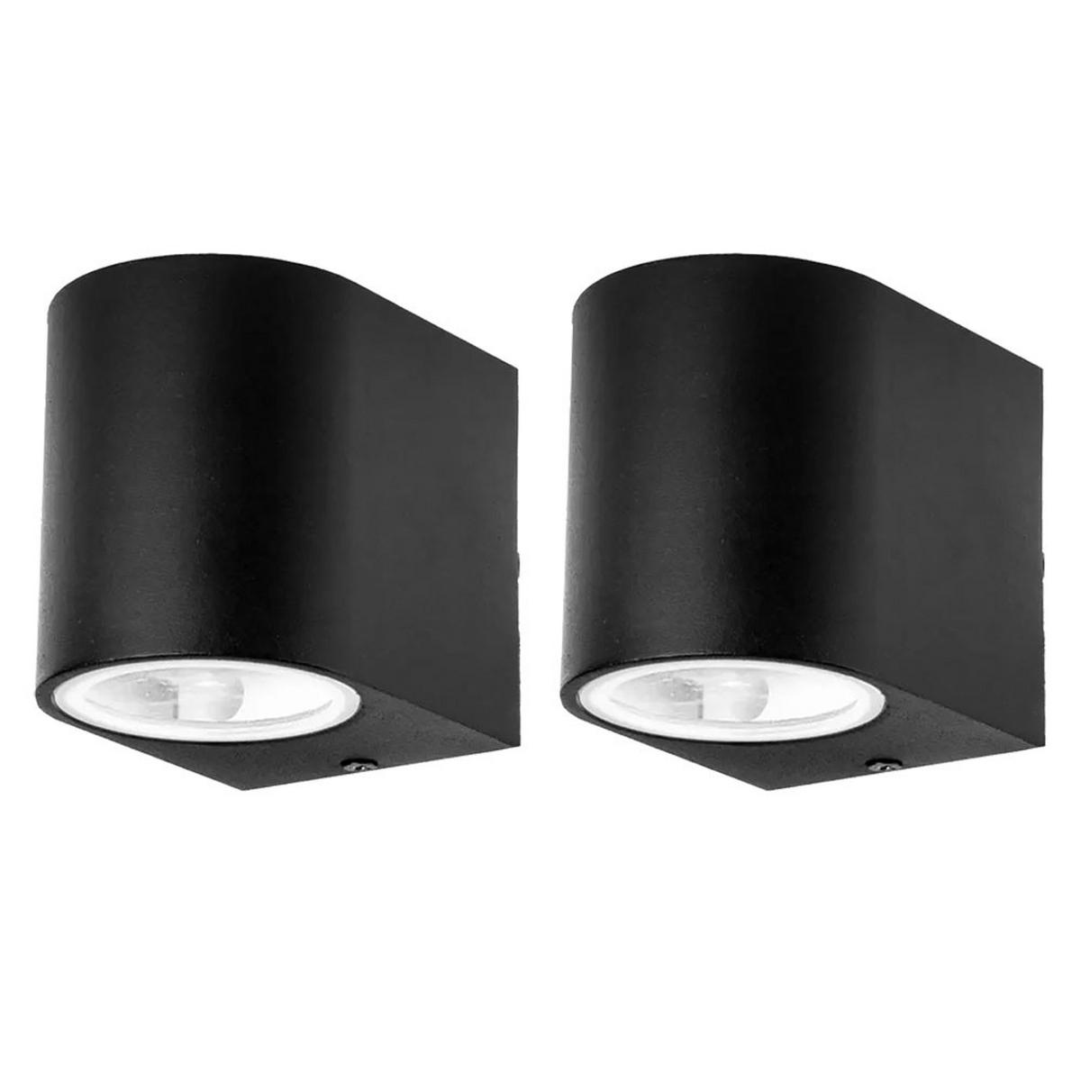 LED AUSSENWANDLEUCHTE Aluminium Schwarz 2er Set - Schwarz, Metall (6.8/9.2/8cm)