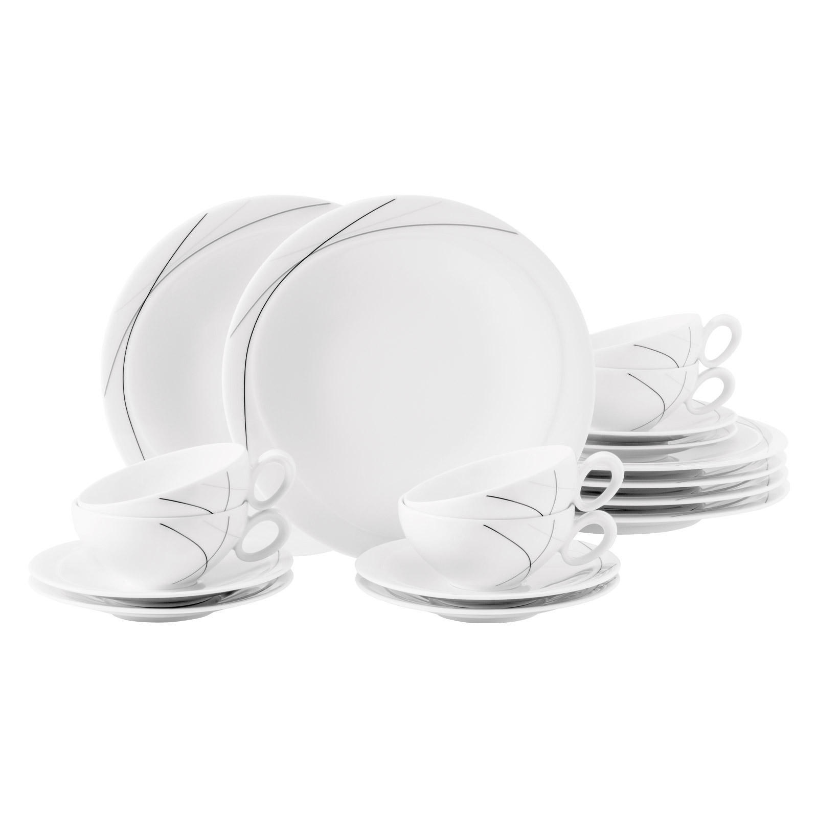 TEESERVICE Trio Highline schwarz-weiß 18er Set - Schwarz/Weiß, Keramik (1/1/1cm) - Seltmann Weiden