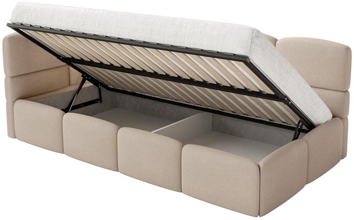 JUGENDBETT Cloudy Beige 120 cm, Chenille - Beige/Schwarz, Kunststoff/Textil (120/200cm) - Selsey