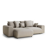 ECKSOFA MIT SCHLAFFUNKTION Solo Beige Webstoff - Beige/Schwarz, Holz/Holzwerkstoff (255/168cm) - Maison de Reve