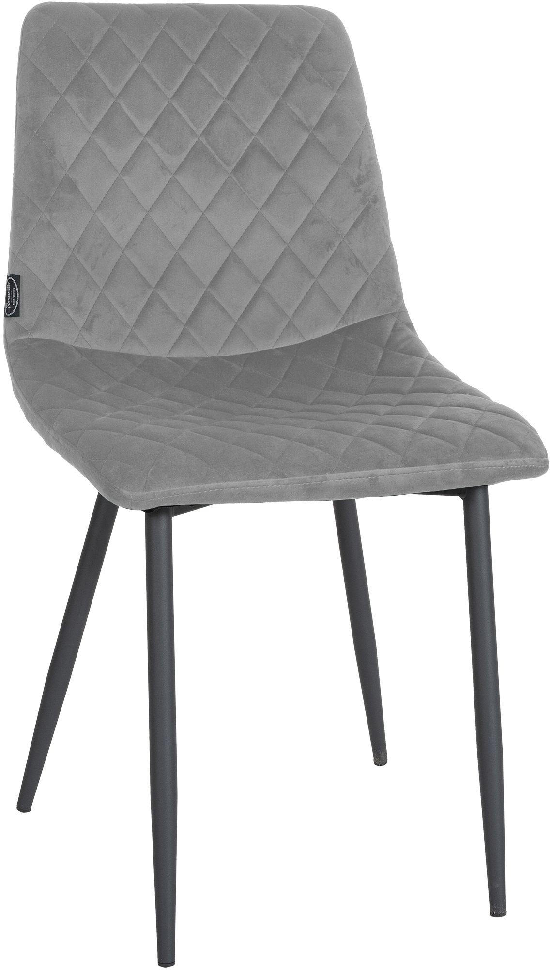 STUHL Samt grau - Schwarz/Grau, Textil/Metall (45/83/57cm) - CLP