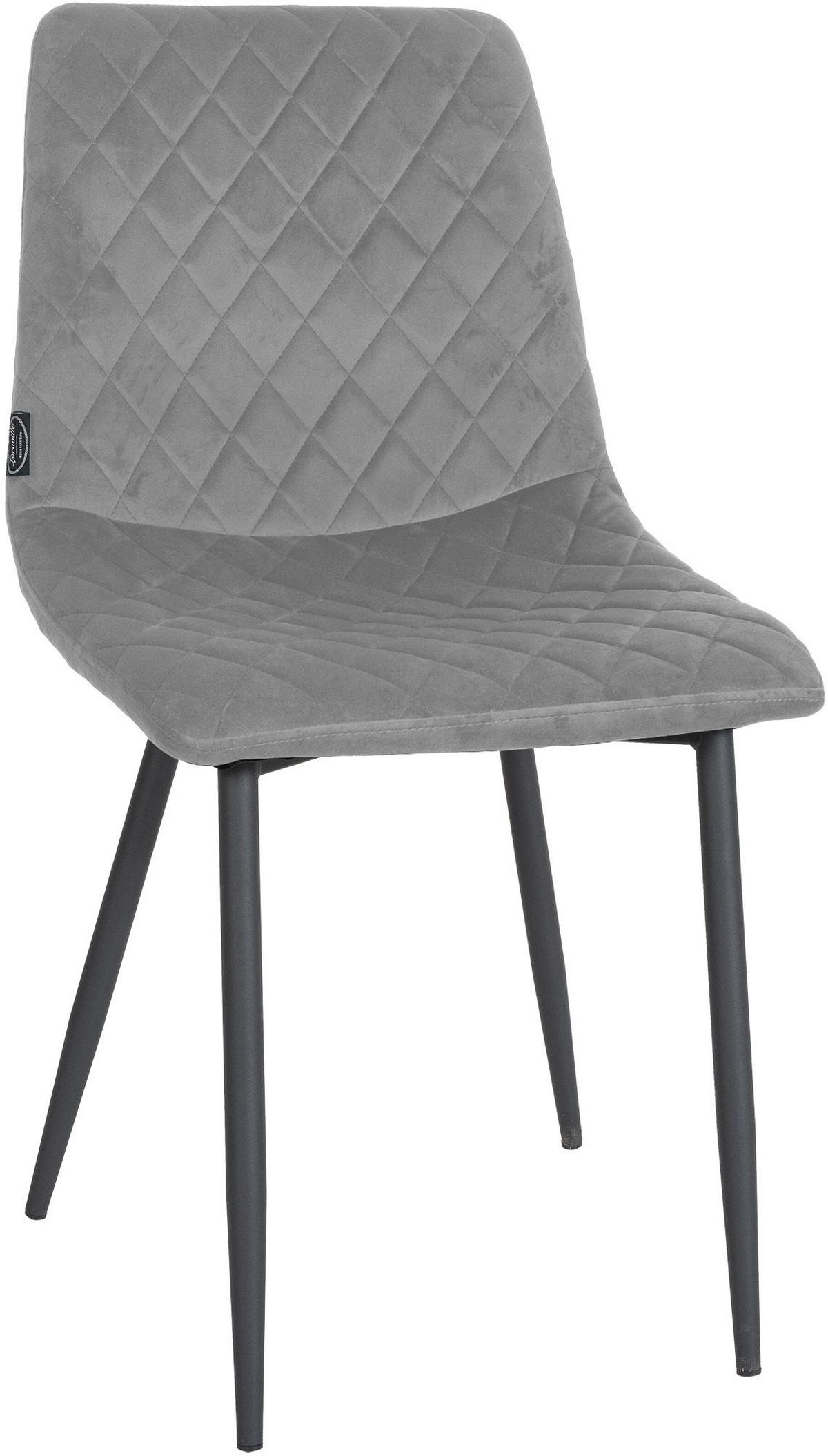 STUHL Samt grau - Schwarz/Grau, Textil/Metall (45/83/57cm) - CLP