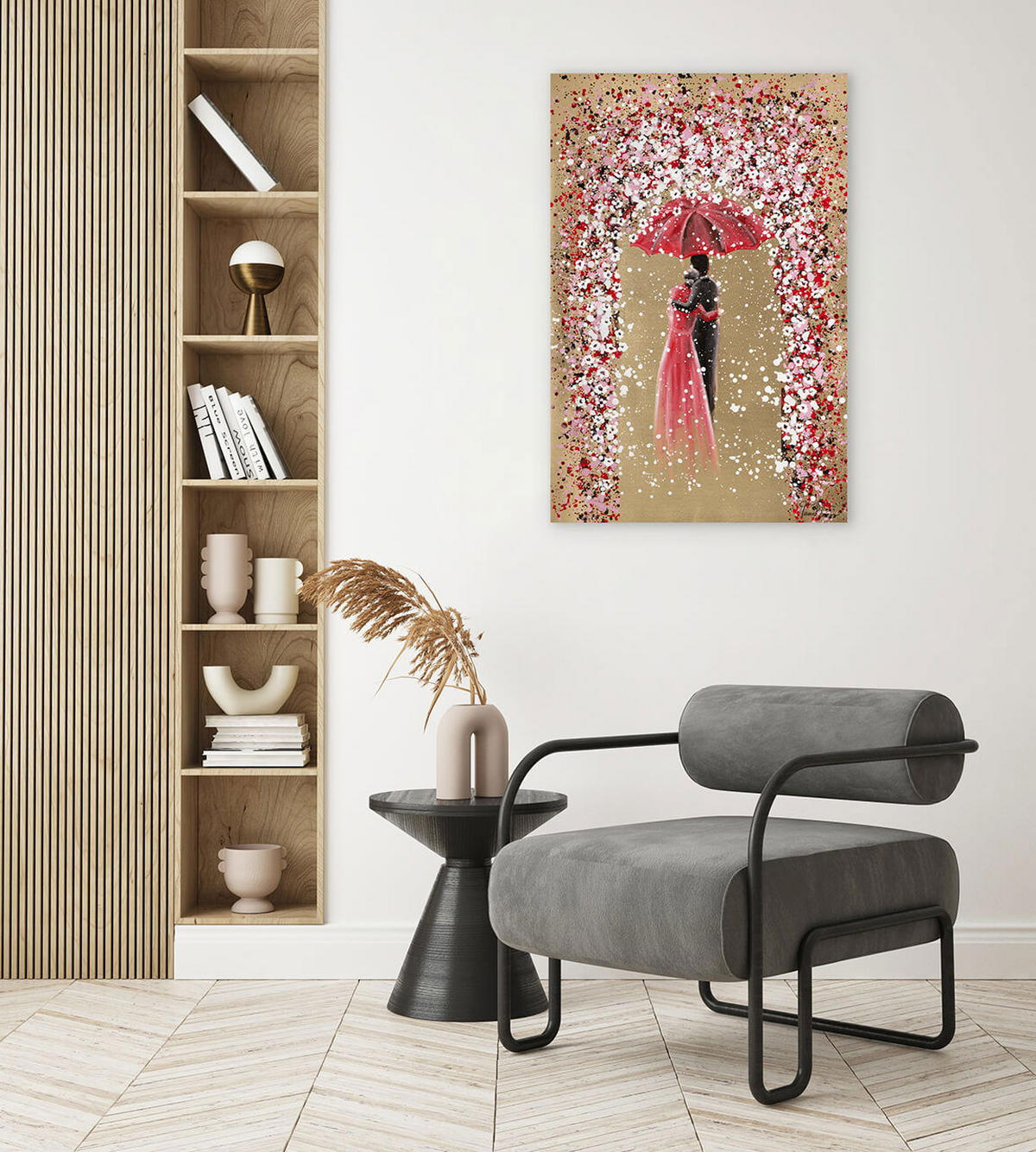 ACRYLBILD HANDGEMALT 60/90 cm - Rot/Goldfarben, Holz/Textil (1.3/90cm) - KUNSTLOFT