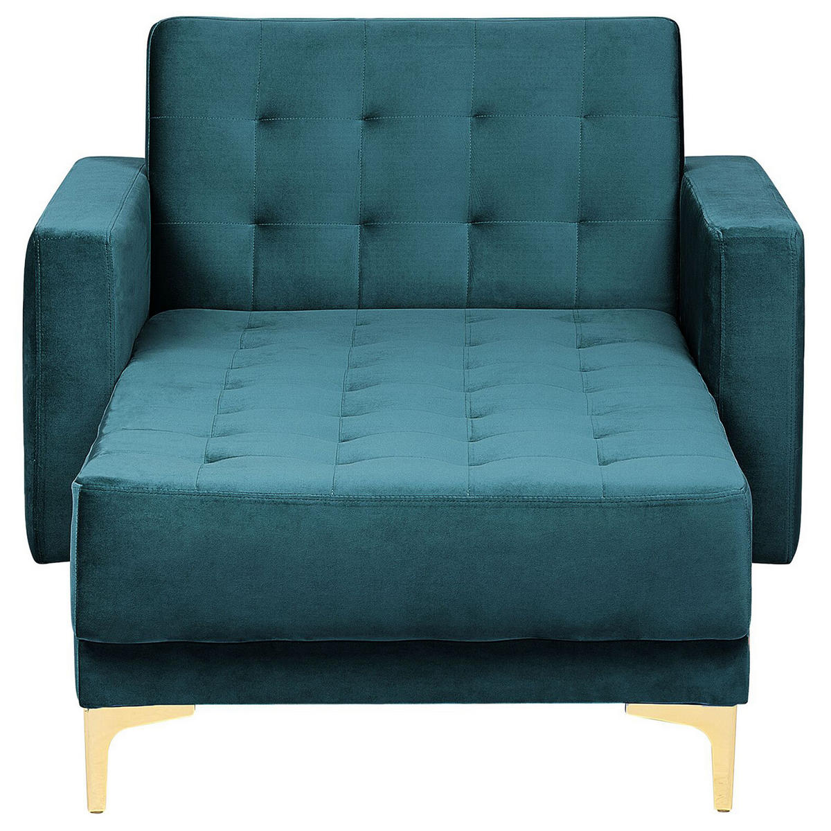 CHAISELONGUE Samtstoff blaugrün/gold Aberdeen - Goldfarben/Grün, Textil (107/83/168cm) - Beliani