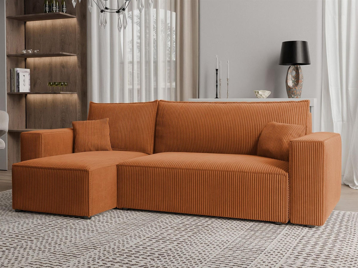 ECKSOFA Adara Mit Schlaffunktion - Hellbraun, Holzwerkstoff/Textil (244/145cm) - Fun Möbel