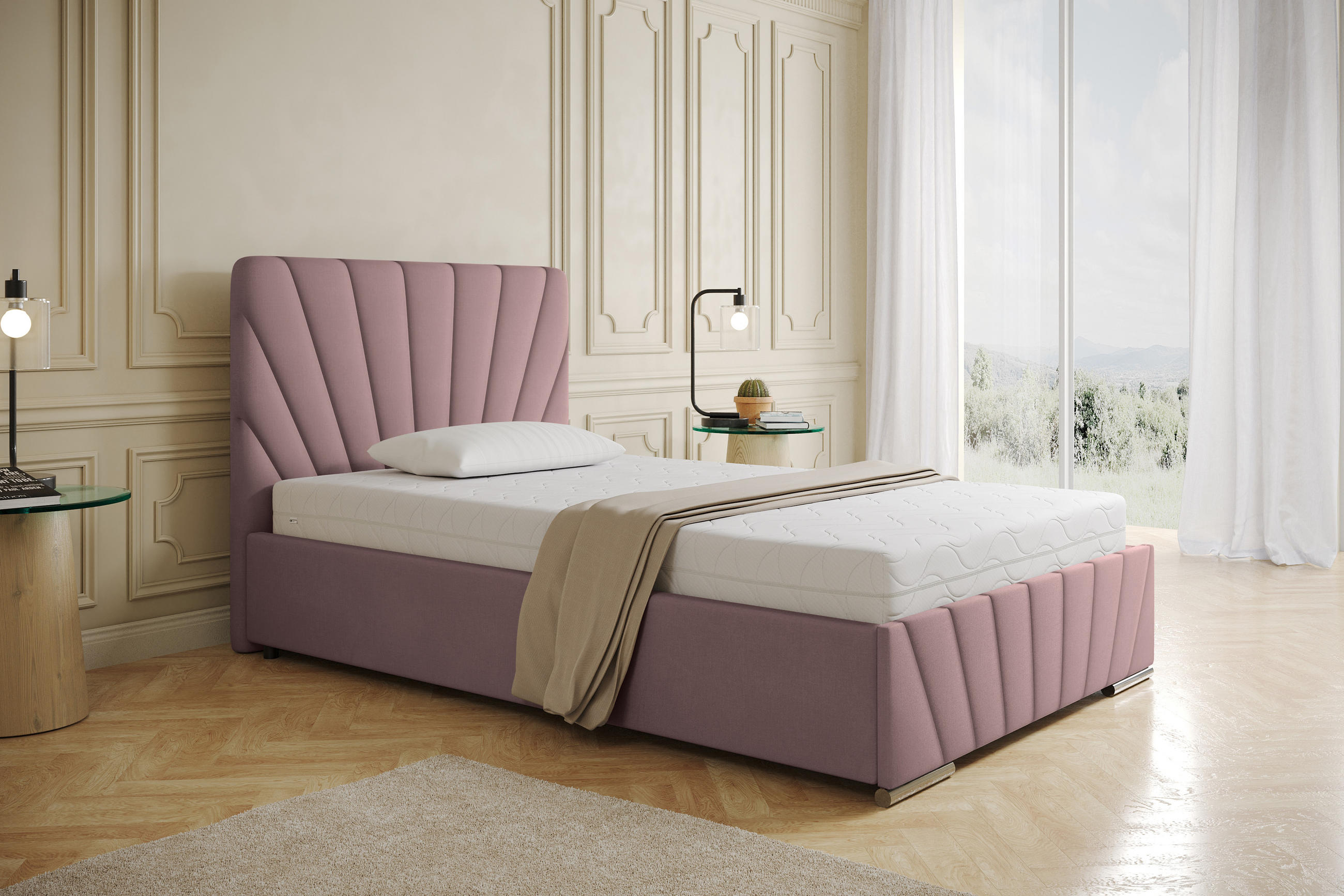Thumbnail - Panda Möbel Polsterbett, Rosa, Holz, Mode, 120x200 cm, Oeko-Tex® Standard 100, Schlafzimmer, Betten, Polsterbetten