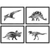 POSTER Set mit 4 Dinosaurios weiß negro A3 Rahmenlos - Klar, Papier (29.7/3cm) - Nacnic