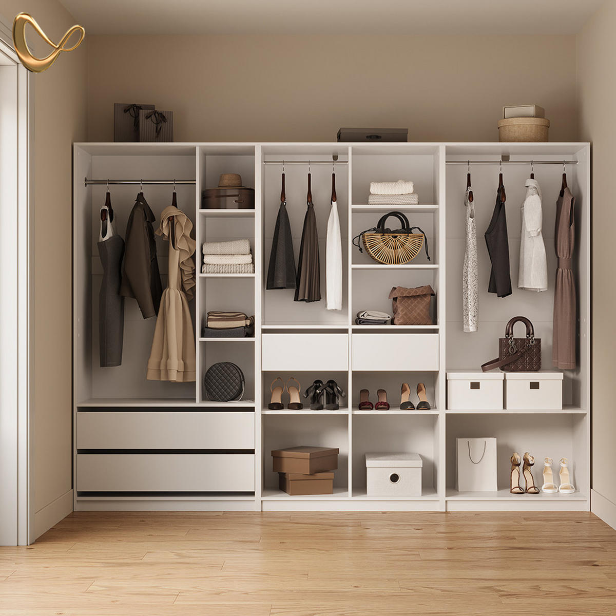 GARDEROBA Trento Bela - bela, leseni material (80/200/50cm) - Livinity®
