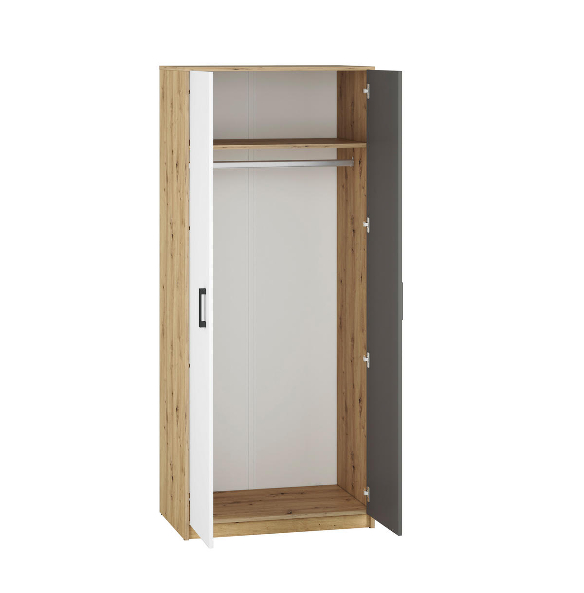 KLEIDERSCHRANK Fini Artisan Eiche / weiß / anthrazit 80 / 53 / 191cm - Weiß/Braun, Holz/Holzwerkstoff (80/191/53cm) - Feldmann-Wohnen