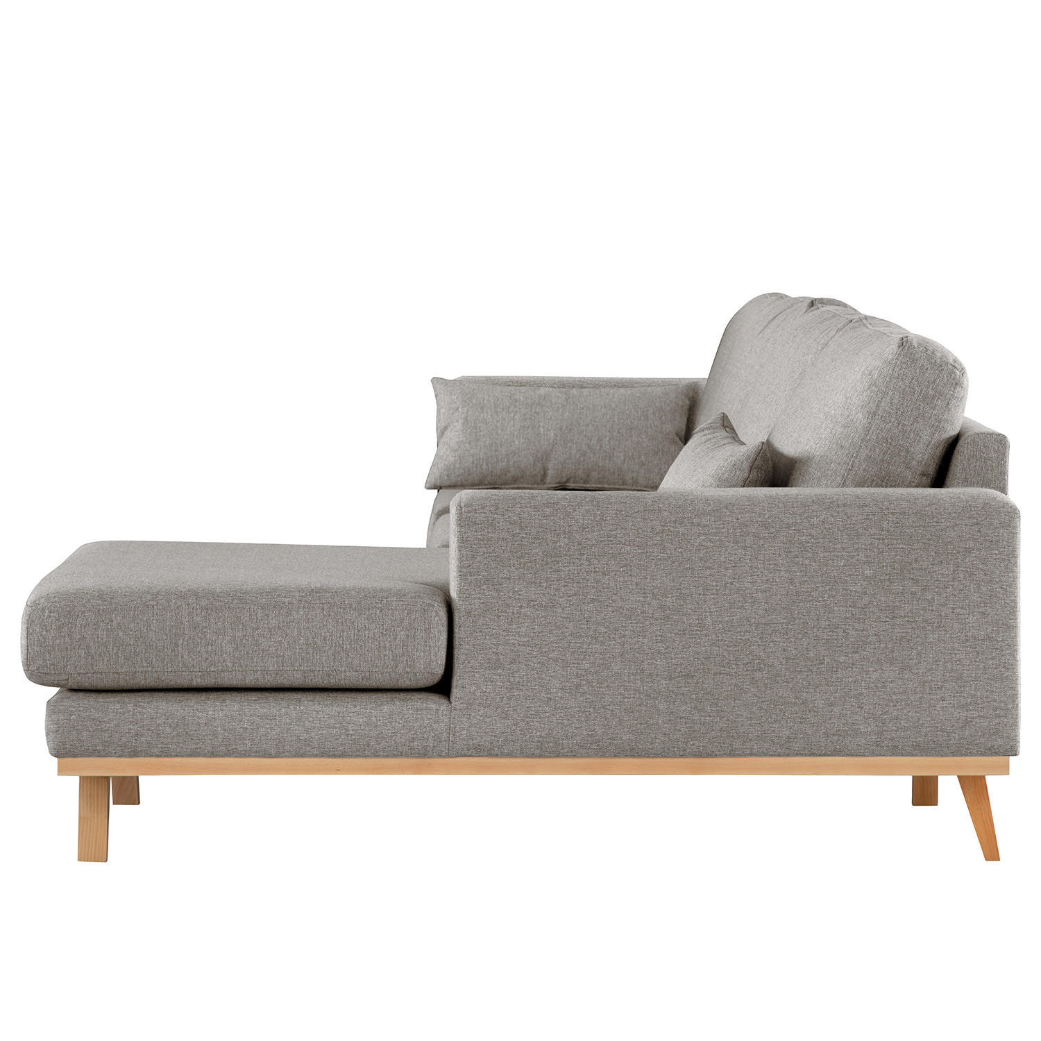 ECKSOFA mit Longchair - Graubraun/Buchefarben, Textil (281/153cm) - home24