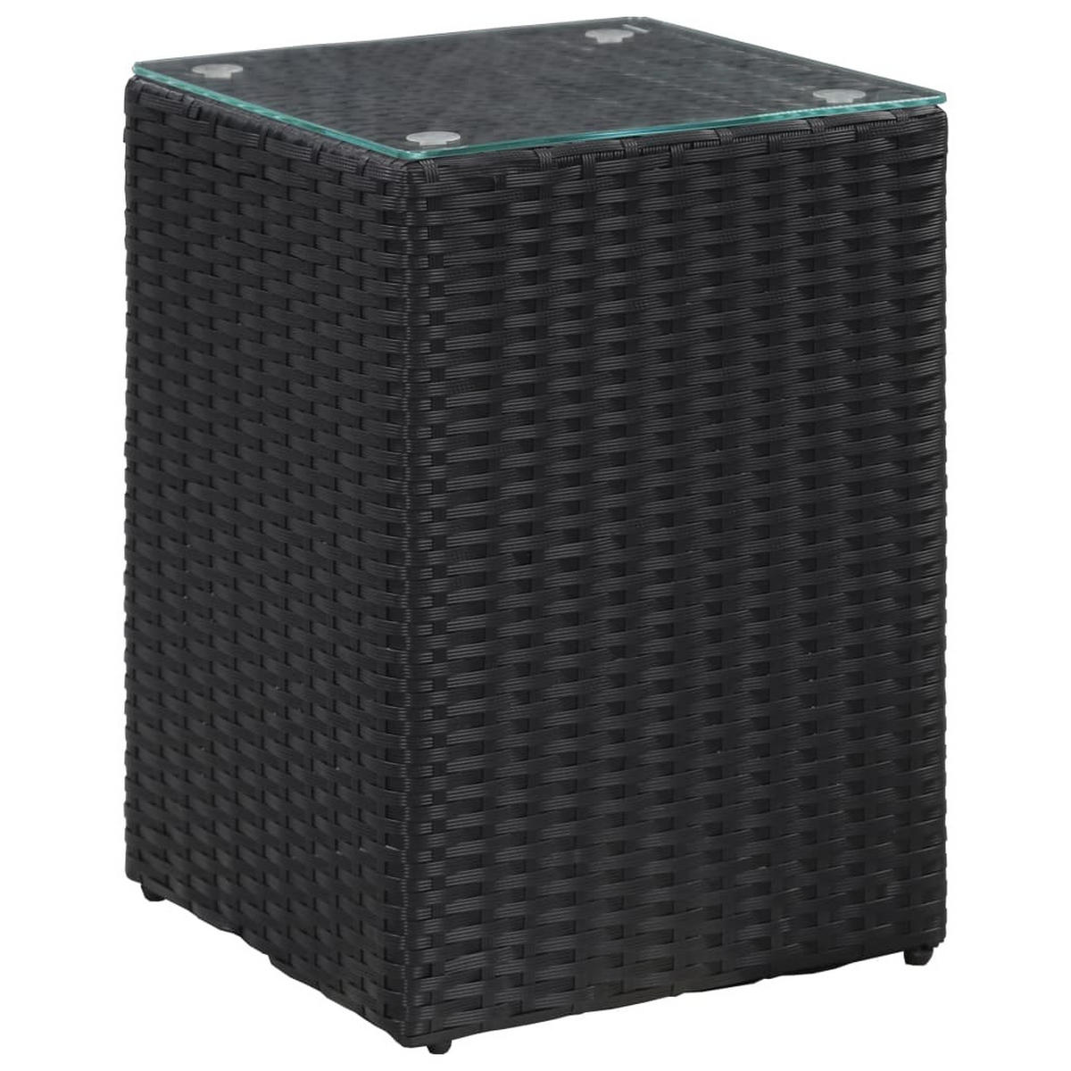 BEISTELLTISCHE 3er set Mit Glasplatte Schwarz Poly Rattan - Schwarz, Kunststoff/Metall (40/40/62cm) - vidaXL