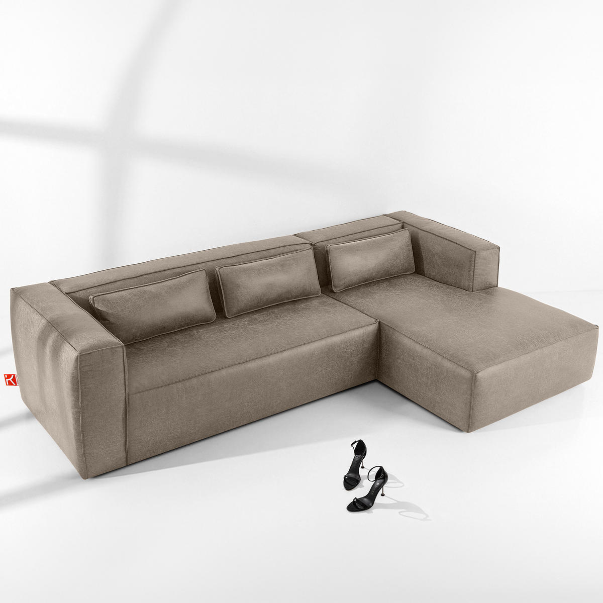 ECKSOFA RECHTS FEROX, Hellgrau - Hellgrau, Holz/Holzwerkstoff (300/175cm) - KONSIMO®