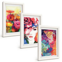 BILDER SET 3er Set - 20x30 cm Weißer Rahmen - Intensives Blumenporträt einer Frau - Weiß, Kunststoff (20/30cm) - TULUP