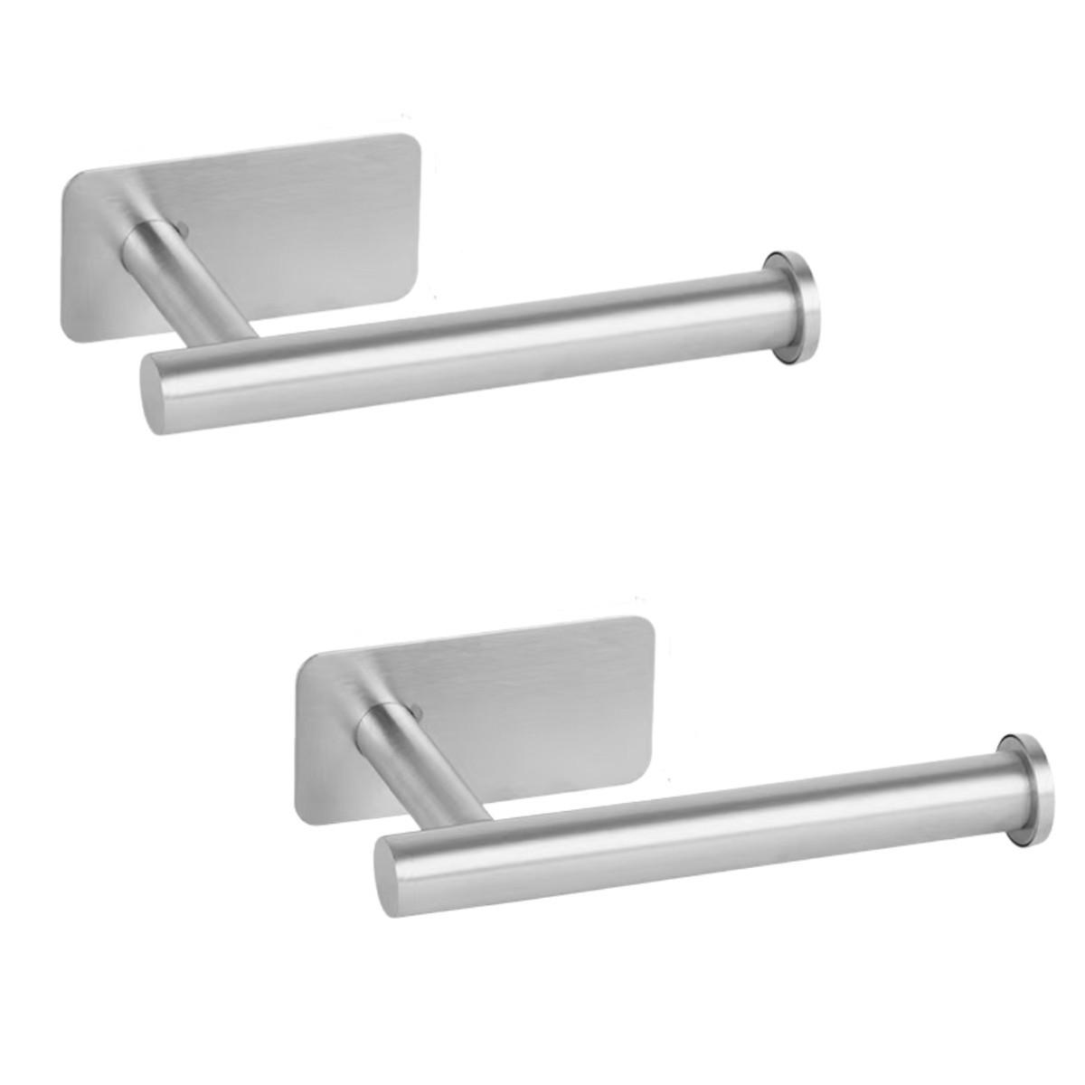 TOILETTENPAPIERHALTER , Edelstahl，Silber,Zweierpack - Silberfarben, Metall (8.2/4.5/15.8cm) - Authentics