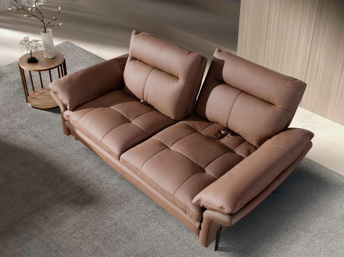 SOFA 2-Sitzer-Sofa aus braunem Leder 195/118/94 cm - Chromfarben/Braun, Leder/Holz (195/94/118cm) - ANGEL CERDA