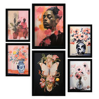 POSTER Set Mit 6 Blüte Schönheit In Vielseitiger A3 & A4 Schwarzer Rahmen - Schwarz, Papier (29/3cm) - Nacnic