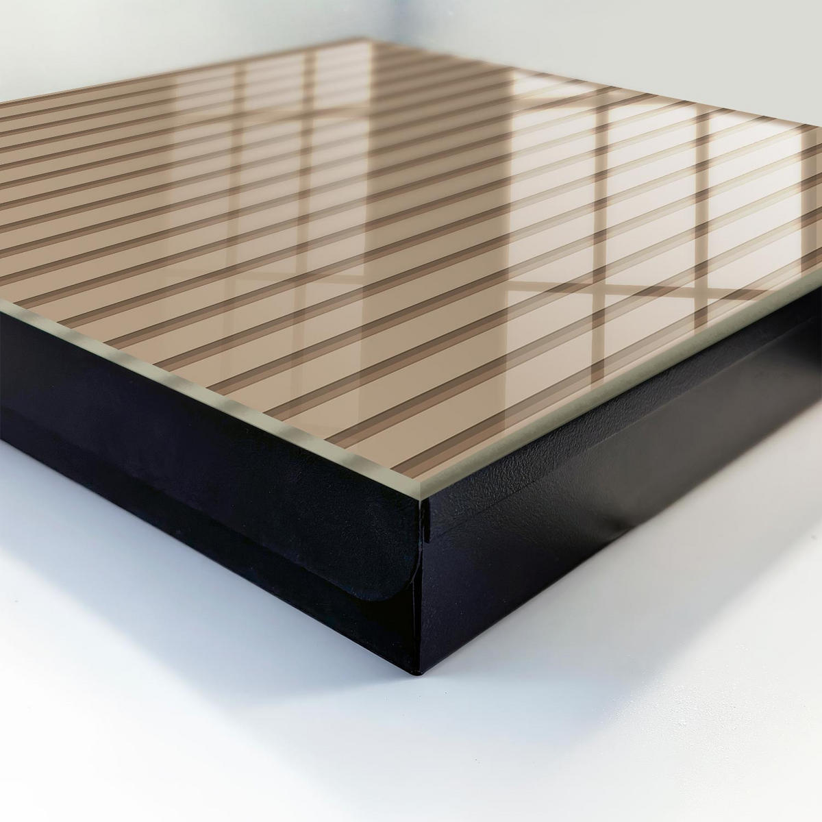 SCHLÜSSELBOX Schwarz 30x30 cm- Türöffnung nach rechts - Beruhigende Streifen - Beige, Metall (30/30/5cm) - TULUP