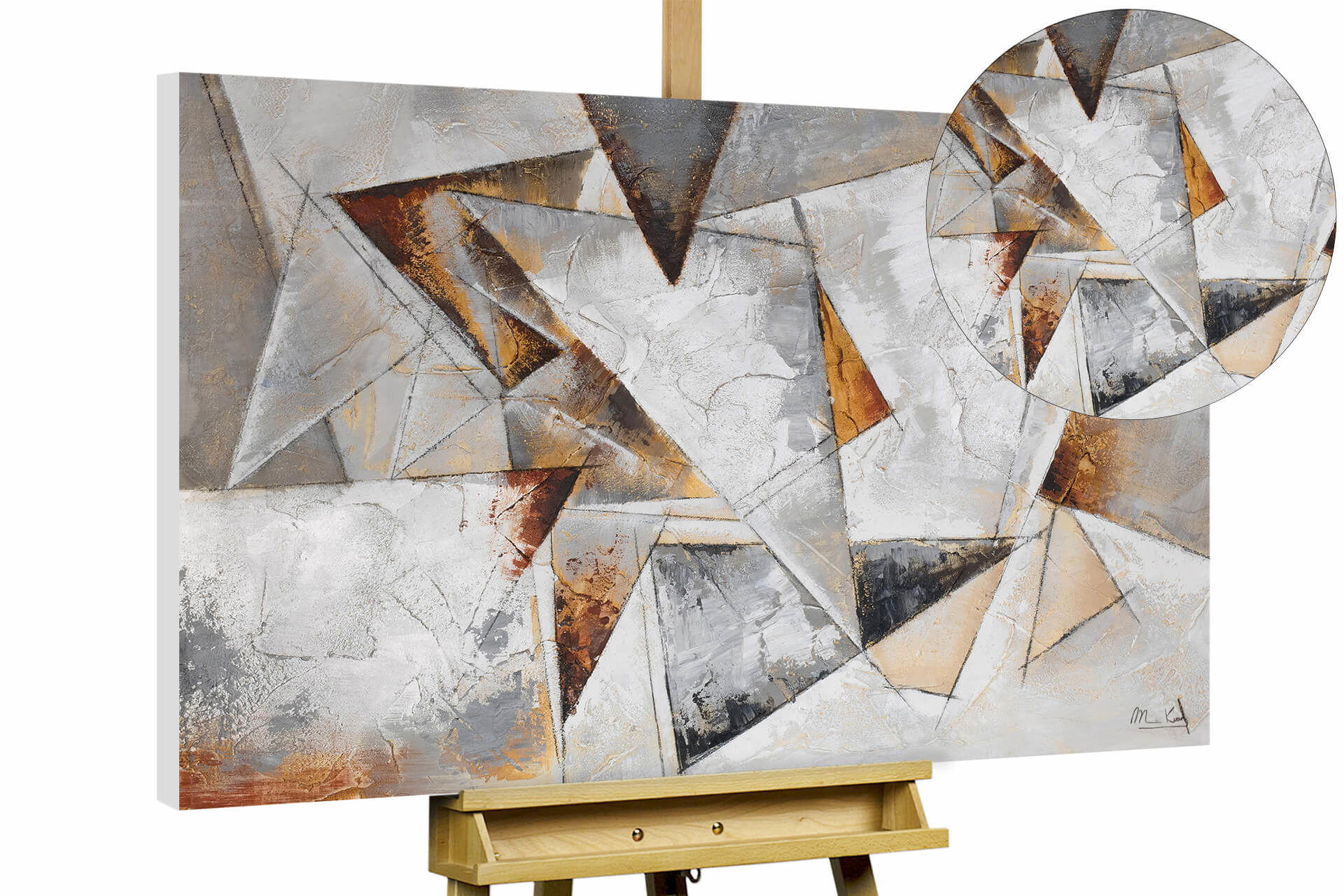 ACRYLBILD HANDGEMALT 120/80 cm - Braun/Grau, Holz/Textil (2.1/80cm) - KUNSTLOFT