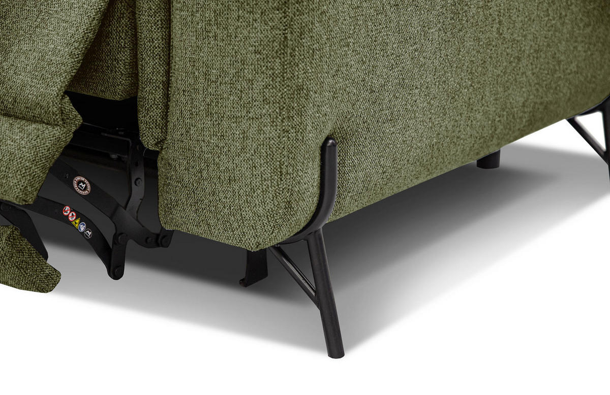 SOFA AVENA 3-Sitzer mit 1 Relaxfunktion, olivgrün - Olivgrün, Holzwerkstoff/Textil (204/80/108cm) - Courtois Laville