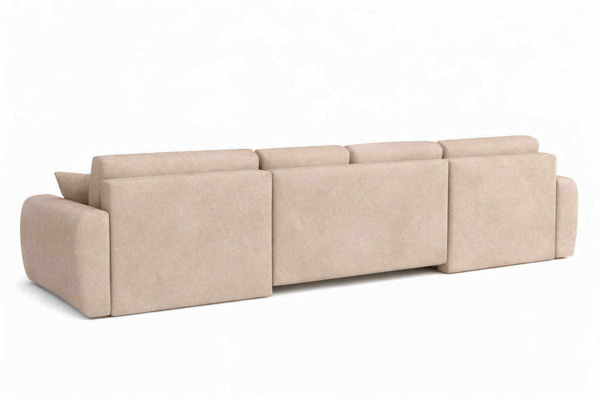 ECKSOFA Mit Schlaffunktion Und Bettkasten U-Form Ivo U, Veloursstoff Salvador, Beige - Beige, Holz (342/142cm) - Kaiser Möbel