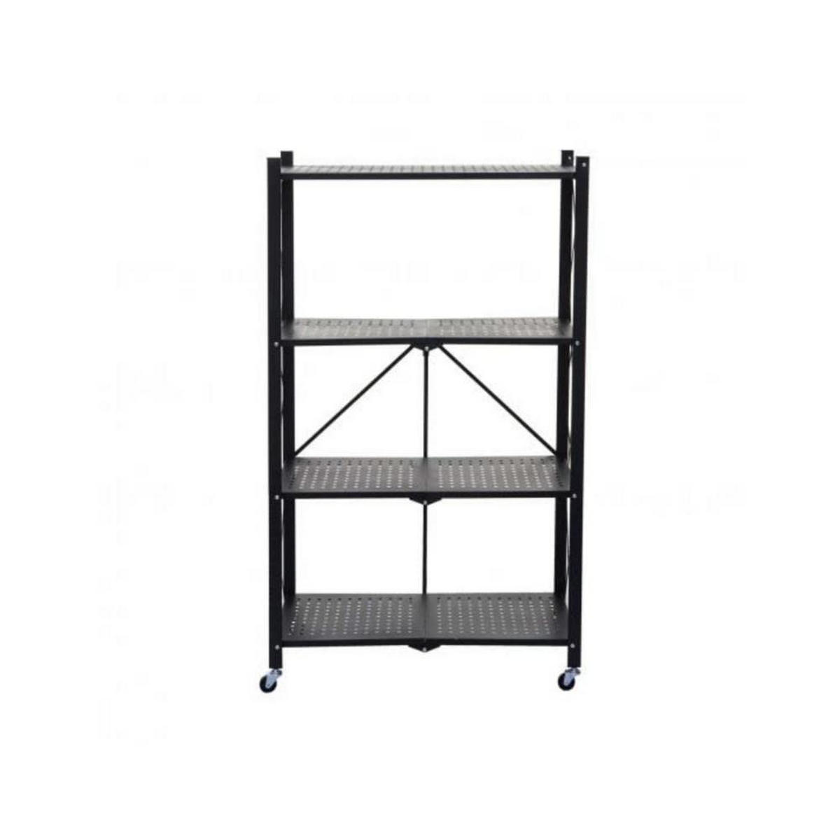 KLAPPREGAL auf Rollen 4 Fachböden Belastbarkeit 200kg 127x72x34 cm Schwarz - Schwarz, Metall (72/127/34cm) - PROREGAL