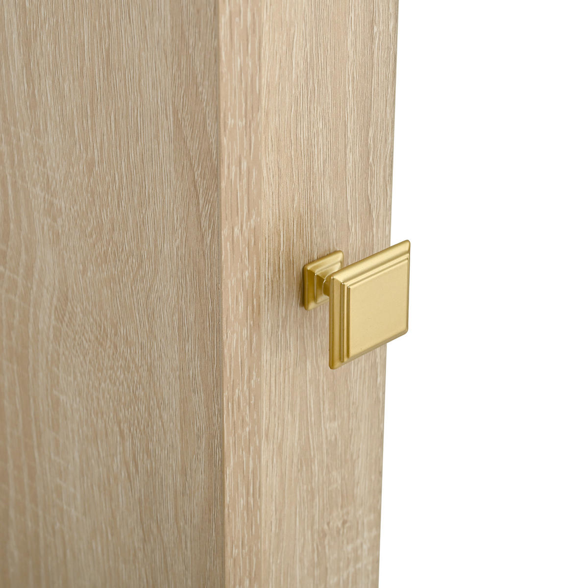 IN Eichefarben Kleiderschrank mit Spiegel und offenem Kleiderständer, Schublade und 2 Türen, B115.5/T38.5/H194.5cm - Eichefarben, Glas/Holzwerkstoff (115.5/194.5/38.5cm) - STILVORA