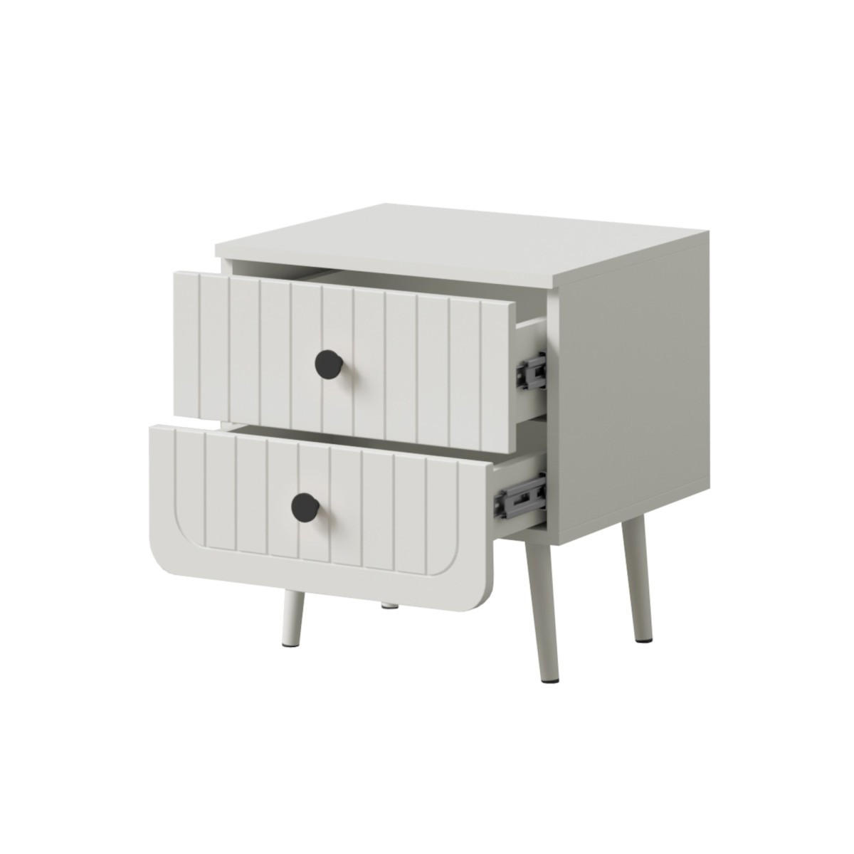 NACHTTISCH mit Schubladen auf Beinen Chloe 2S 50 Weiß (schwarzer oder goldener Griff) - Schwarz/Weiß, Holzwerkstoff/Kunststoff (47/50/40cm) - mzm24