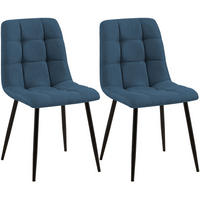 STUHL 2 Stoff Blau - Blau/Schwarz, Textil/Metall (45/84/55cm) - CLP