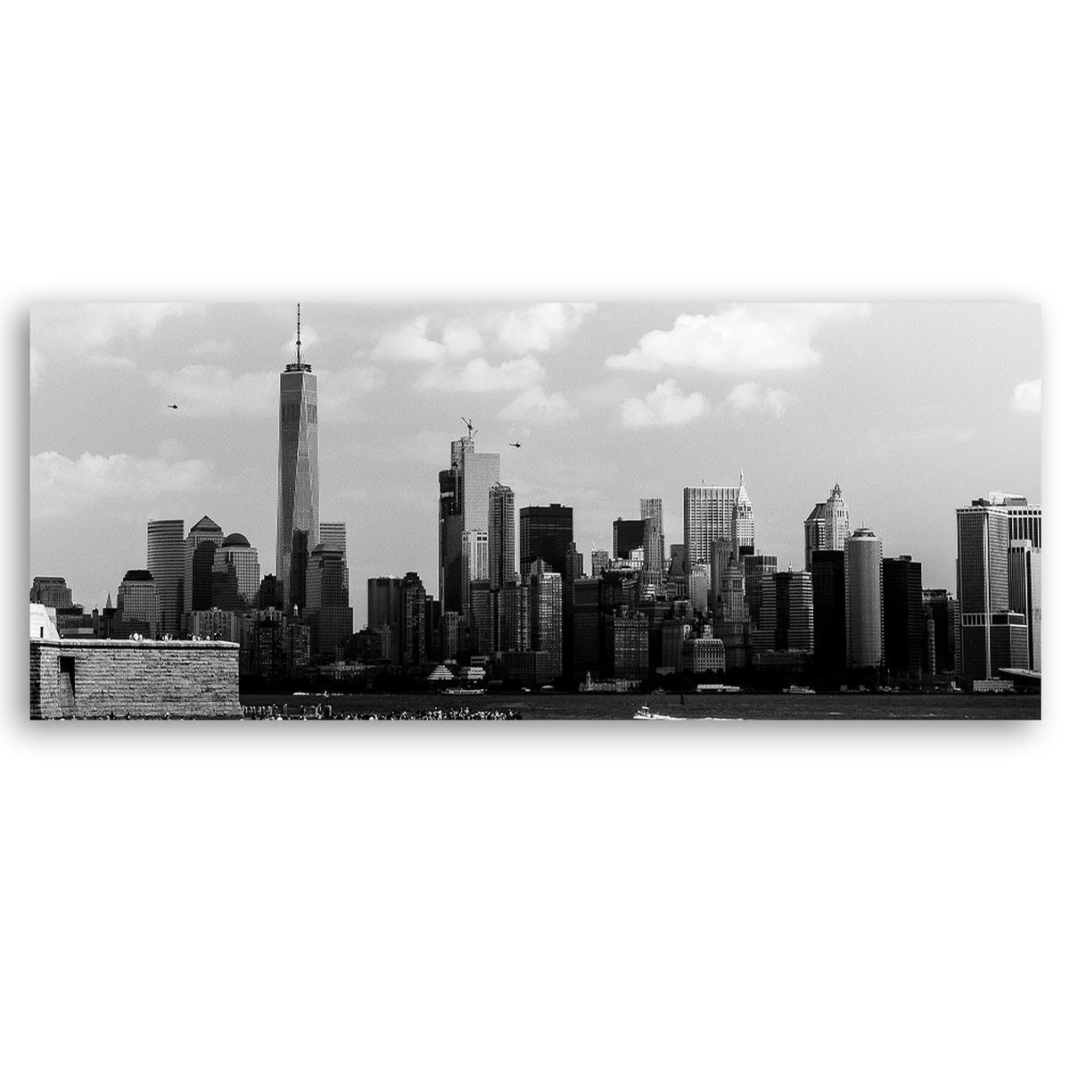 WANDBILD schwarz weiße stadt - Grau, Textil (90/30cm) - Feeby
