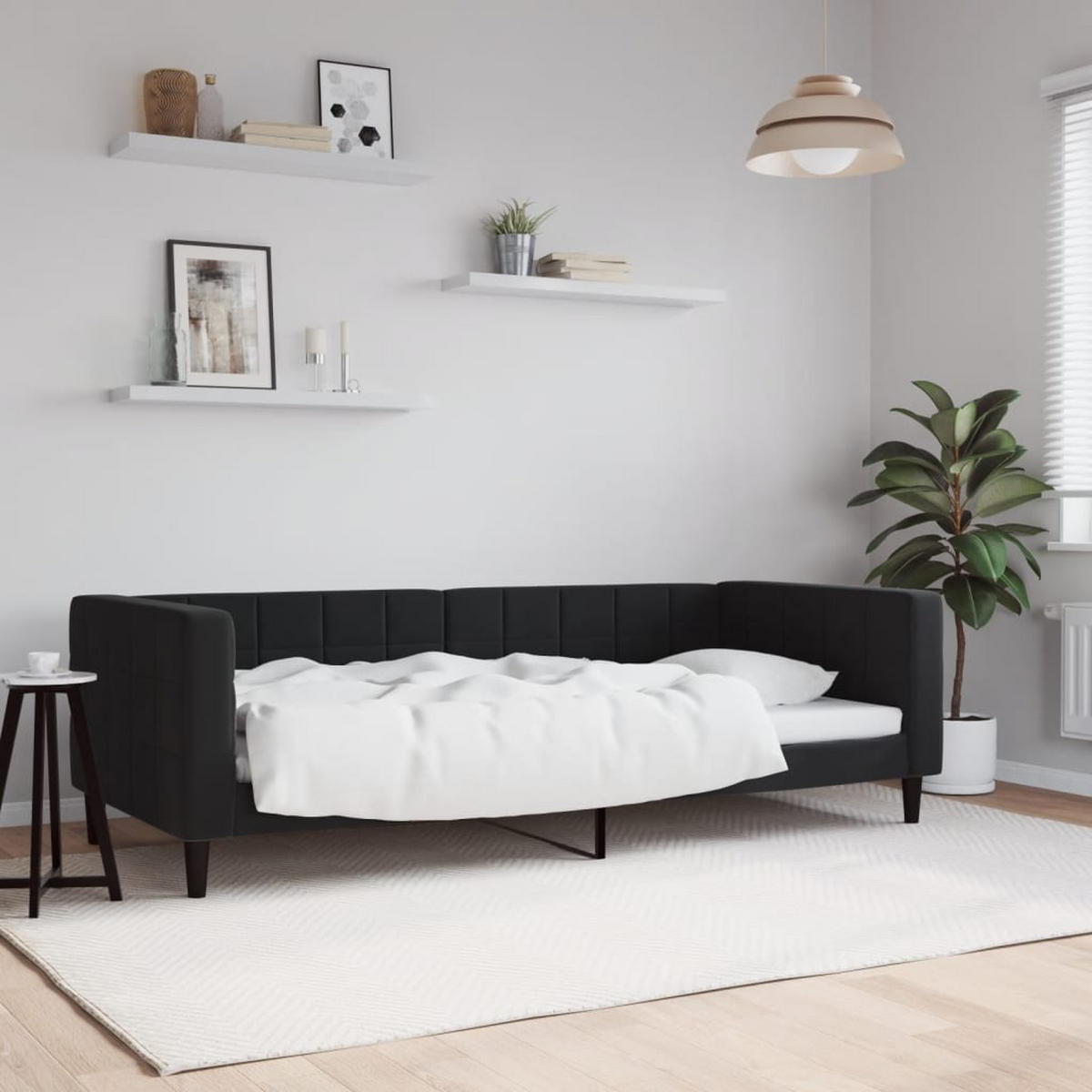 TAGESBETT Schwarz 90/200 Cm Samt - Schwarz, Textil (90/200cm) - vidaXL