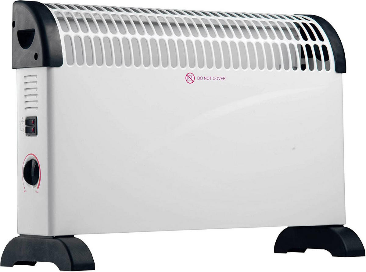 KONVEKTOR Heizung 1500W elektrisch, Heizlüfter leise mit Thermostat, energiesparend, Raumheizung bis 30m², mobiler Radiator - Weiß, Metall (55/20/35cm) - JUNG