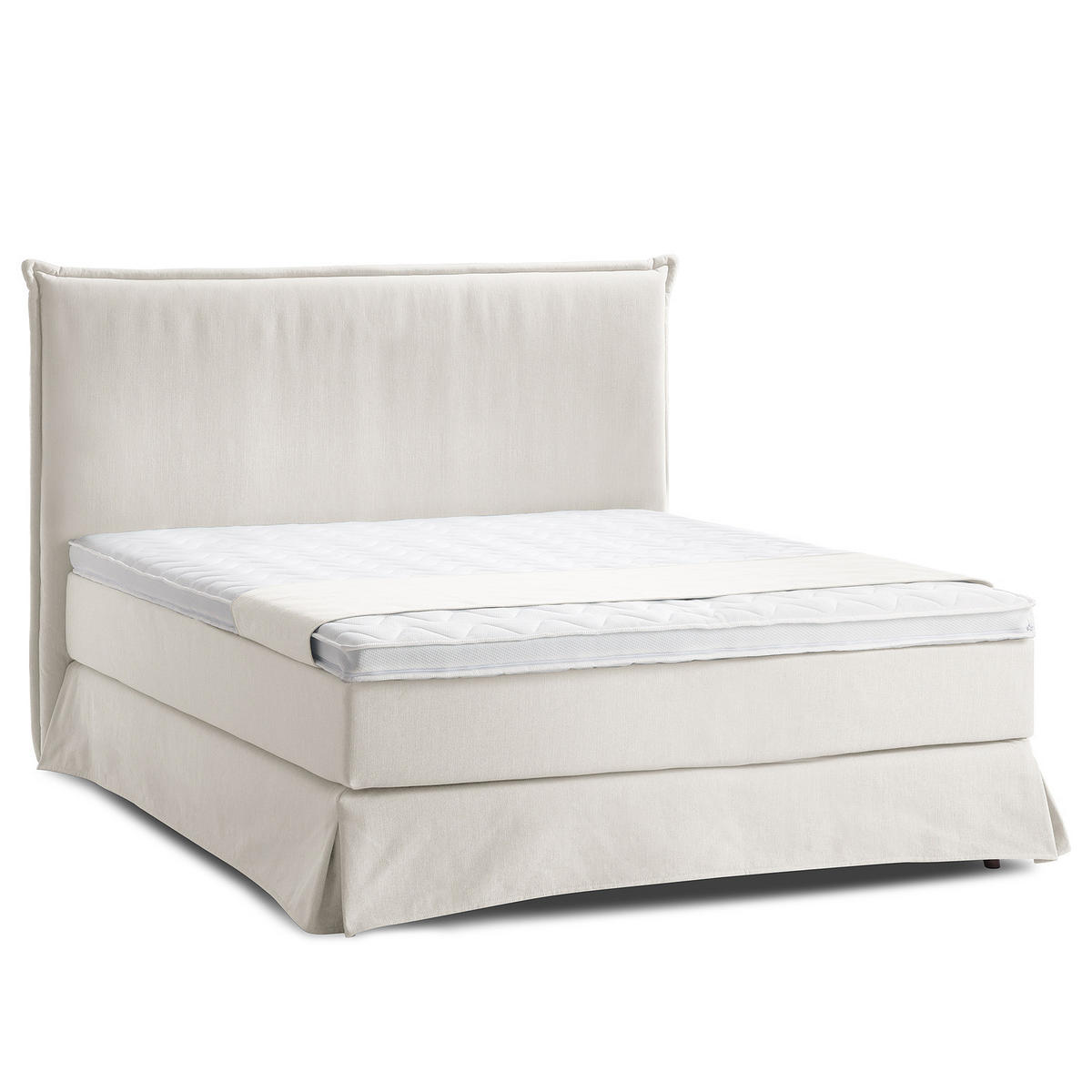 BOXSPRINGBETT mit Husse - Platinfarben, Textil (160/200cm) - home24