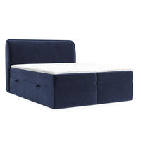 BOXBETT Organic Marineblau 200/200 cm mit Bonellmatratze und Topper - Schwarz/Dunkelblau, Holz/Holzwerkstoff (200/200cm) - Maison de Reve