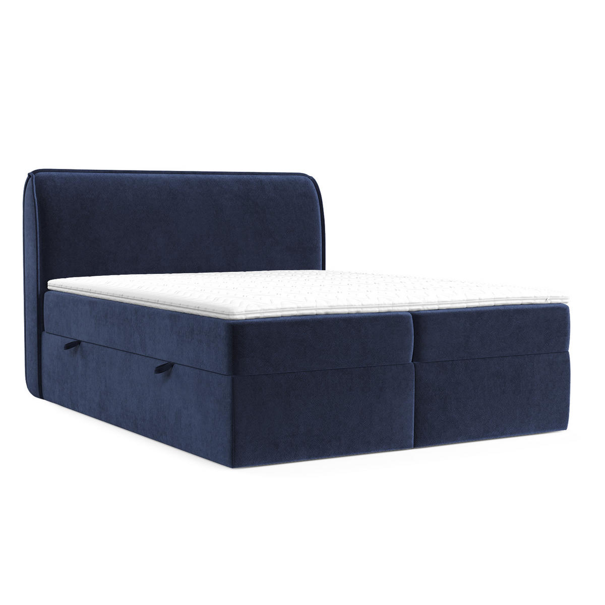 BOXBETT Organic Marineblau 200/200 cm mit Bonellmatratze und Topper - Schwarz/Dunkelblau, Holz/Holzwerkstoff (200/200cm) - Maison de Reve