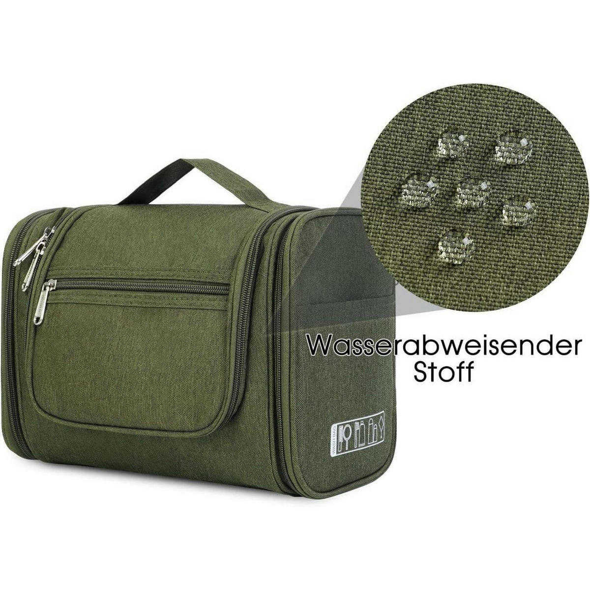KULTURTASCHE zum Aufhängen Dunkelgrün 27 x 15,5 x 59 cm - Olivgrün, Textil (5/2/5cm)
