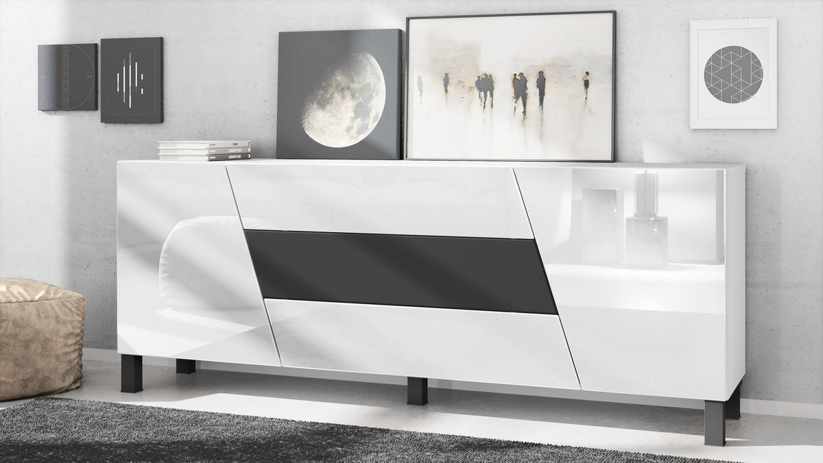 SIDEBOARD Houston Schwarz matt - Schwarz, Holzwerkstoff (178/69.5/38.5cm) - Vladon