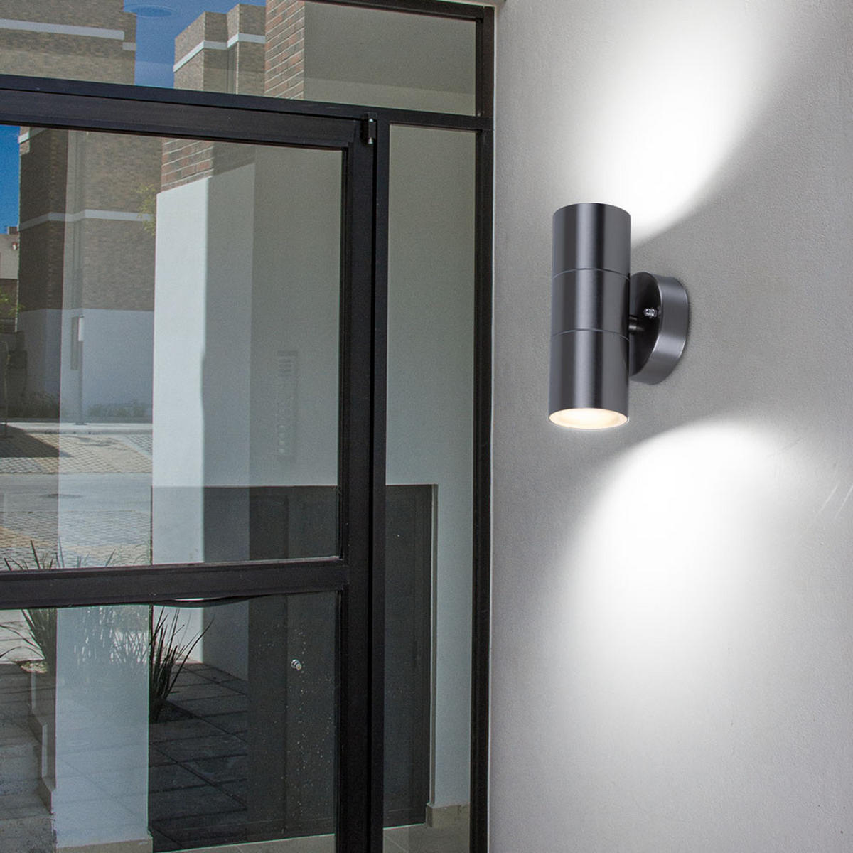LED AUSSEN-WANDLEUCHTE Edelstahl Silber - Silberfarben, Metall (8.5/16.3/9.3cm)