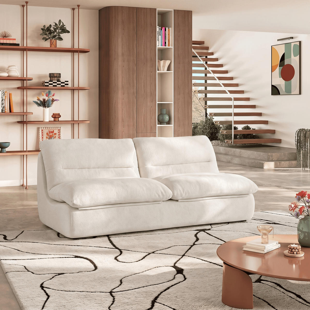 SOFA Nuvia Doppel 2-Sitzer - Weiß - Weiß, Textil (160/73/100cm) - COCO Living