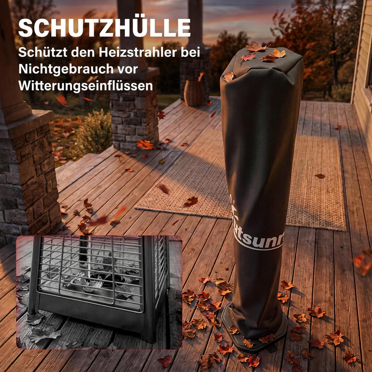 INFRAROT-HEIZSTRAHLER Metall Kohlefaser Schwarz - Schwarz, Metall (25/104.6/30.5cm) - Outsunny
