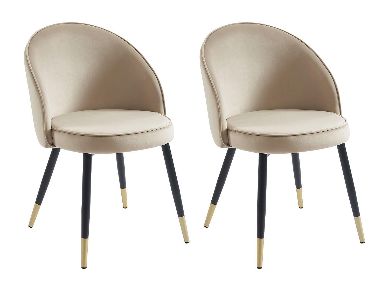 STUHL 2er-Set - Samt & Metall - Beige - MAYLINA - Beige, Textil (61/80.5/55cm) - Vente-Unique