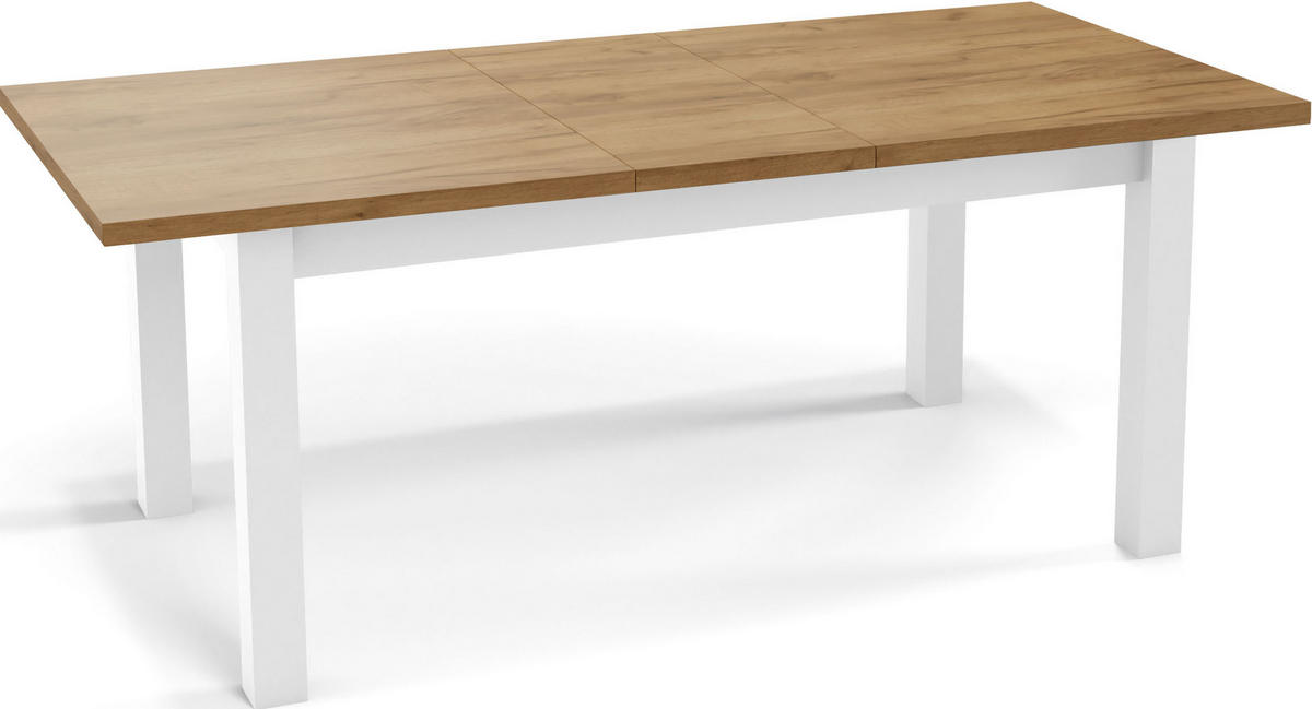 ESSTISCH Molly rechteckig ausziehbar, Wotan Eiche 160-200/80/75 cm - Eiche Wotan/Weiß, Holz/Holzwerkstoff (160/80/75cm) - WFL GROUP