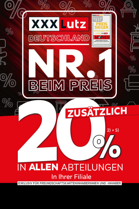 20% in allen Abteilungen - Deutschlands Nr. 1 beim Preis - Jetzt sparen