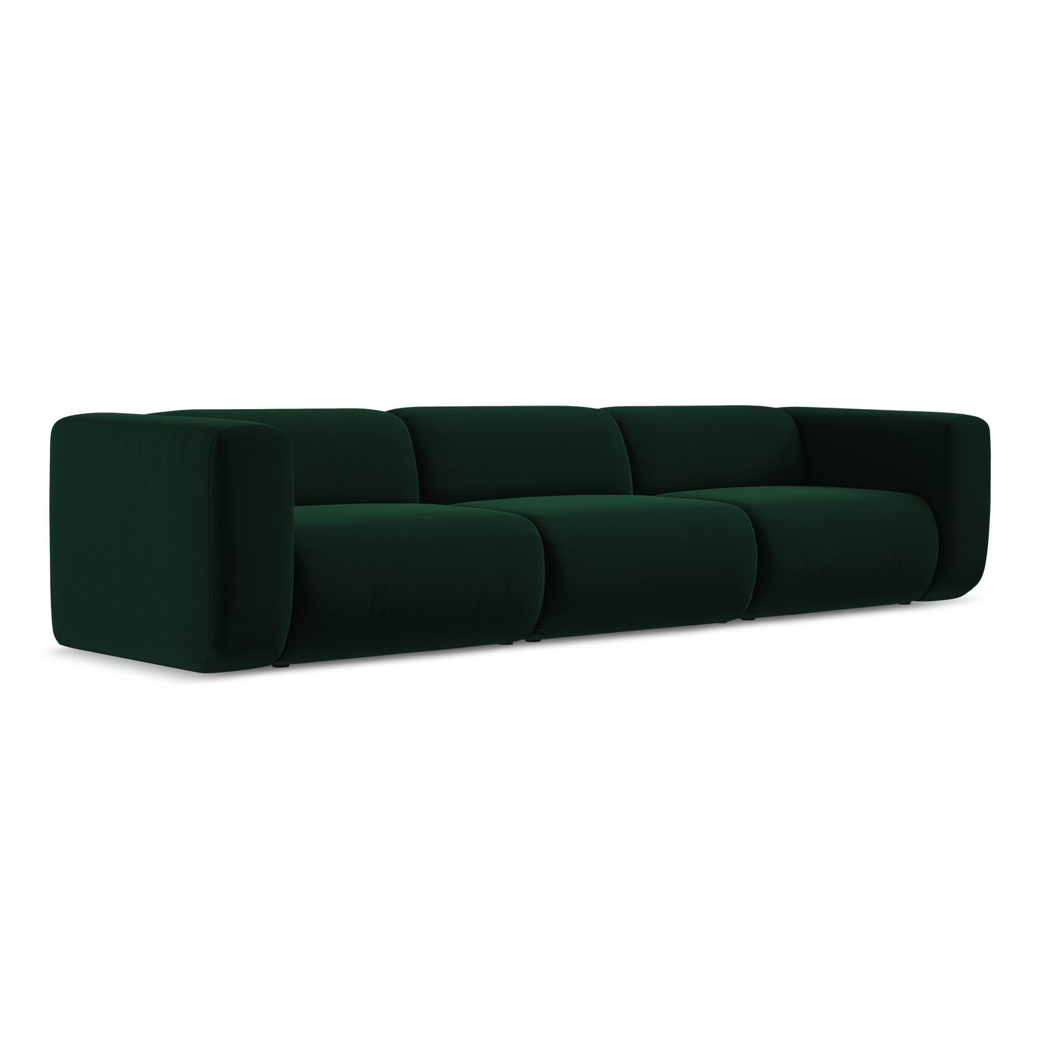 4-SITZER-SOFA Samt Stoff Grün - Dunkelgrün/Schwarz, Kunststoff/Textil (319/70/89cm) - LaMiaSofa