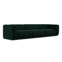 4-SITZER-SOFA Samt Stoff Grün - Dunkelgrün/Schwarz, Kunststoff/Textil (319/70/89cm) - LaMiaSofa